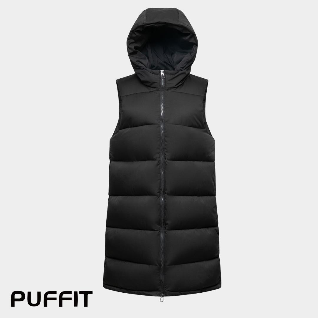 【Clearance】PUFFIT WarmCore Premium Women Warmer Oversized Hooded Long Puffer Gilet, Sleeveless Waistcoat Quilted Vest, Water Repellent Deep Pockets Style SpringStatements