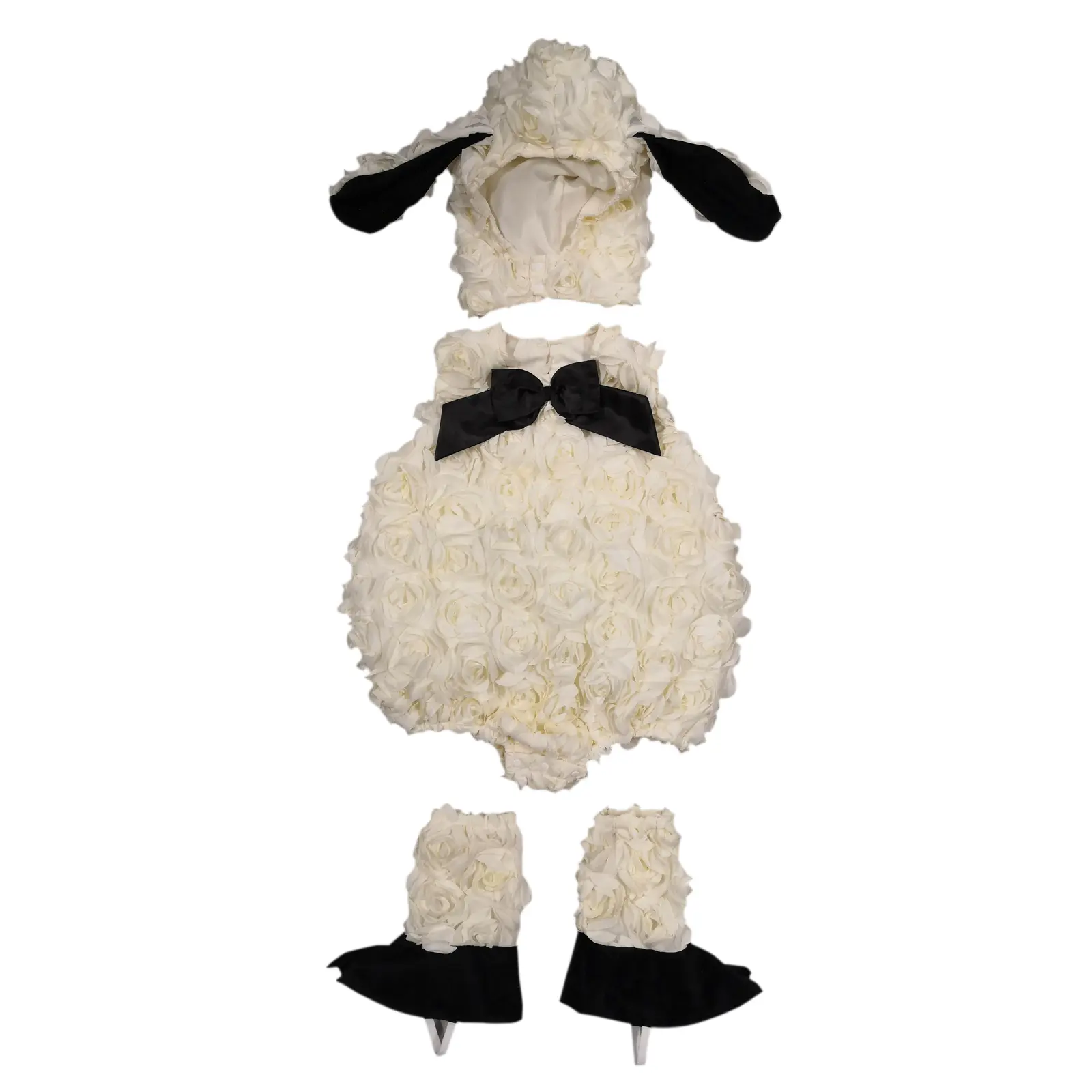 Toddler Halloween Lamb Costume Baby Animal Cosplay Dress Up Party Outfit Sweatshirt Jumpsuit With Ears Hat Socks 3Pcs Set for Themed Cosplay Party Costume