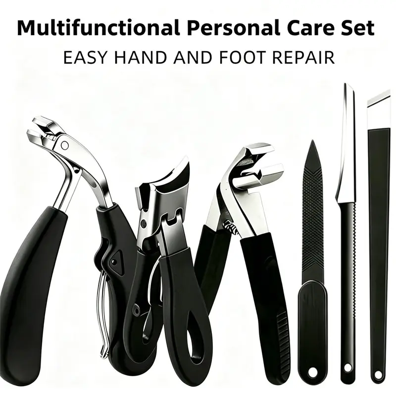 6-Piece Set Thickened Elderly Nail Clippers, Wide Mouth Big Toe Clipper, Professional Sharp Pedicure Scissors, Foot Care Tool for Seniors