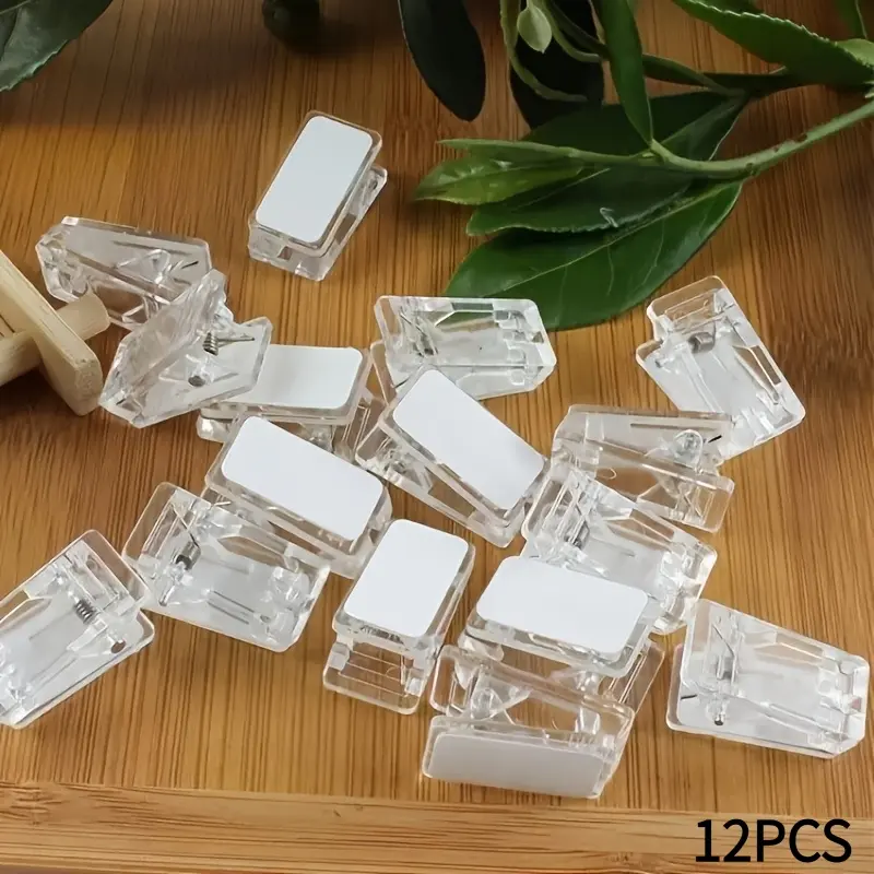 12 self-adhesive clips - wall hanging tape clips - plastic adhesive clips - small suspension spring clips - multi-faceted adhesive spring clips - posters - photo paper - flags - clothes hangers - home office