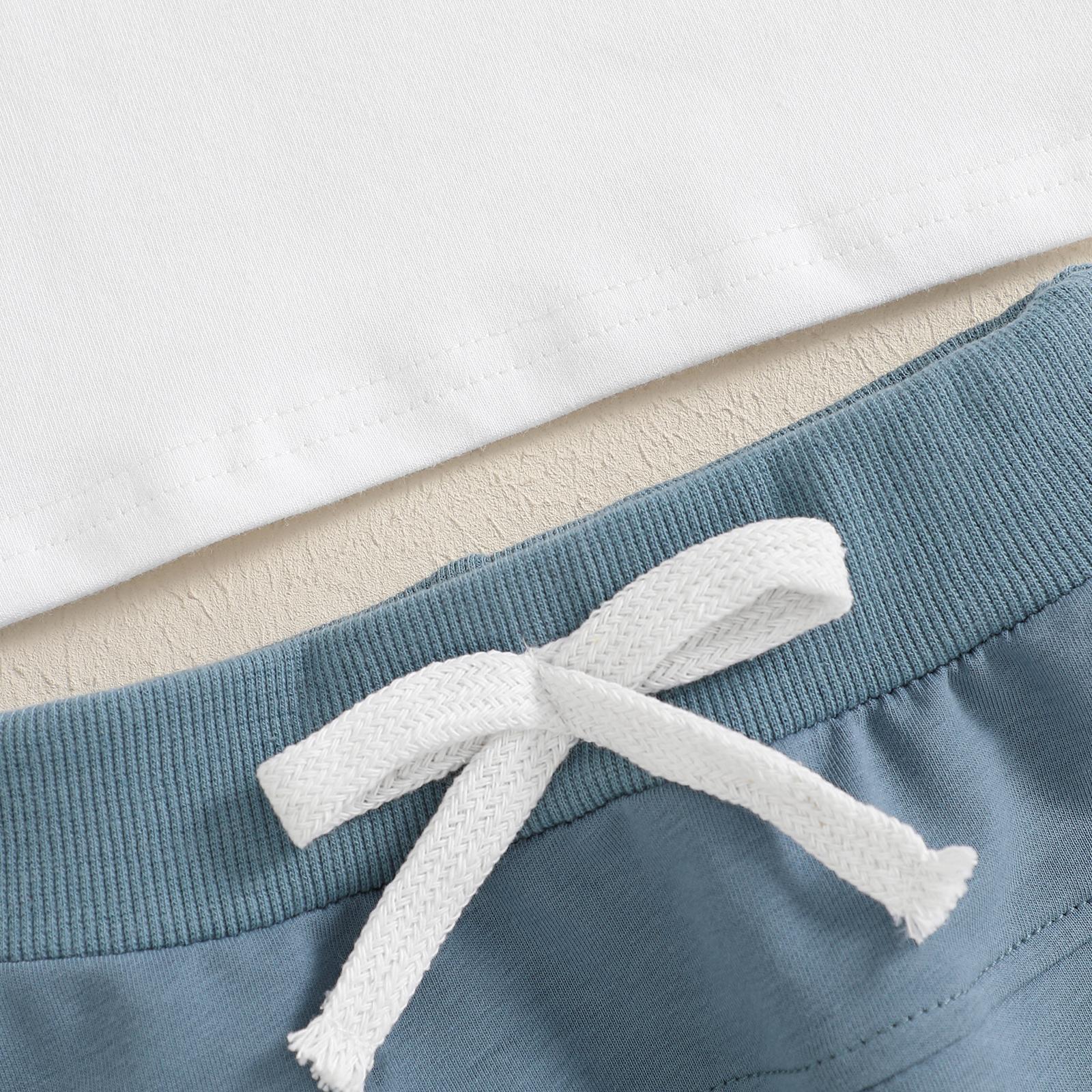 Toddler Baby Boy Summer Set Letter Tractor Print Short Sleeve Round Neck T-Shirt with Solid Shorts Casual 2Pcs Outfit Summer Clothes