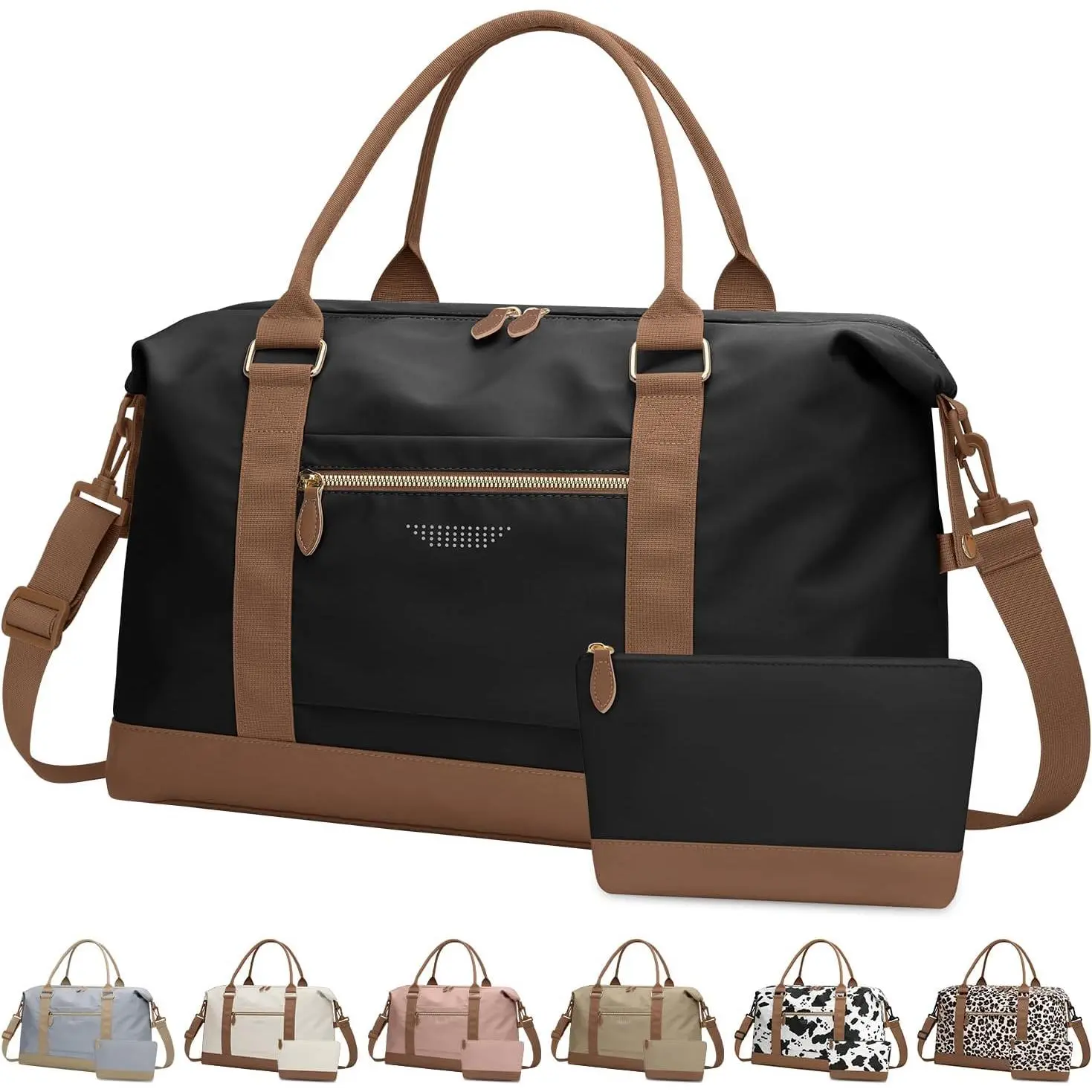 Women's travel luggage bag, weekend travel bag, maternity hospital bag, lightweight hand luggage bag, with luggage cover, airplane travel bag, with toiletry bag