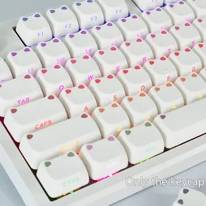 Mao Cat's Ears Translucent Keycaps, Side-Engraved Characters, Minimalist Design, Pbt Material, Compatible with 6.25u Space Layouts