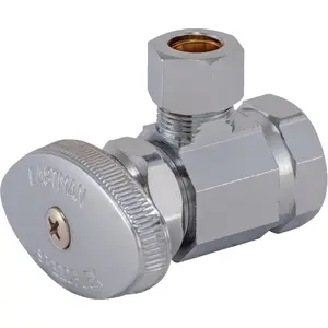 Eastman 3/8 Inch OD Compression x 1/2 Inch FIP Compression Multi-Turn Angle Stop Valve, Brass Plumbing Fitting, Chrome, 04322LF