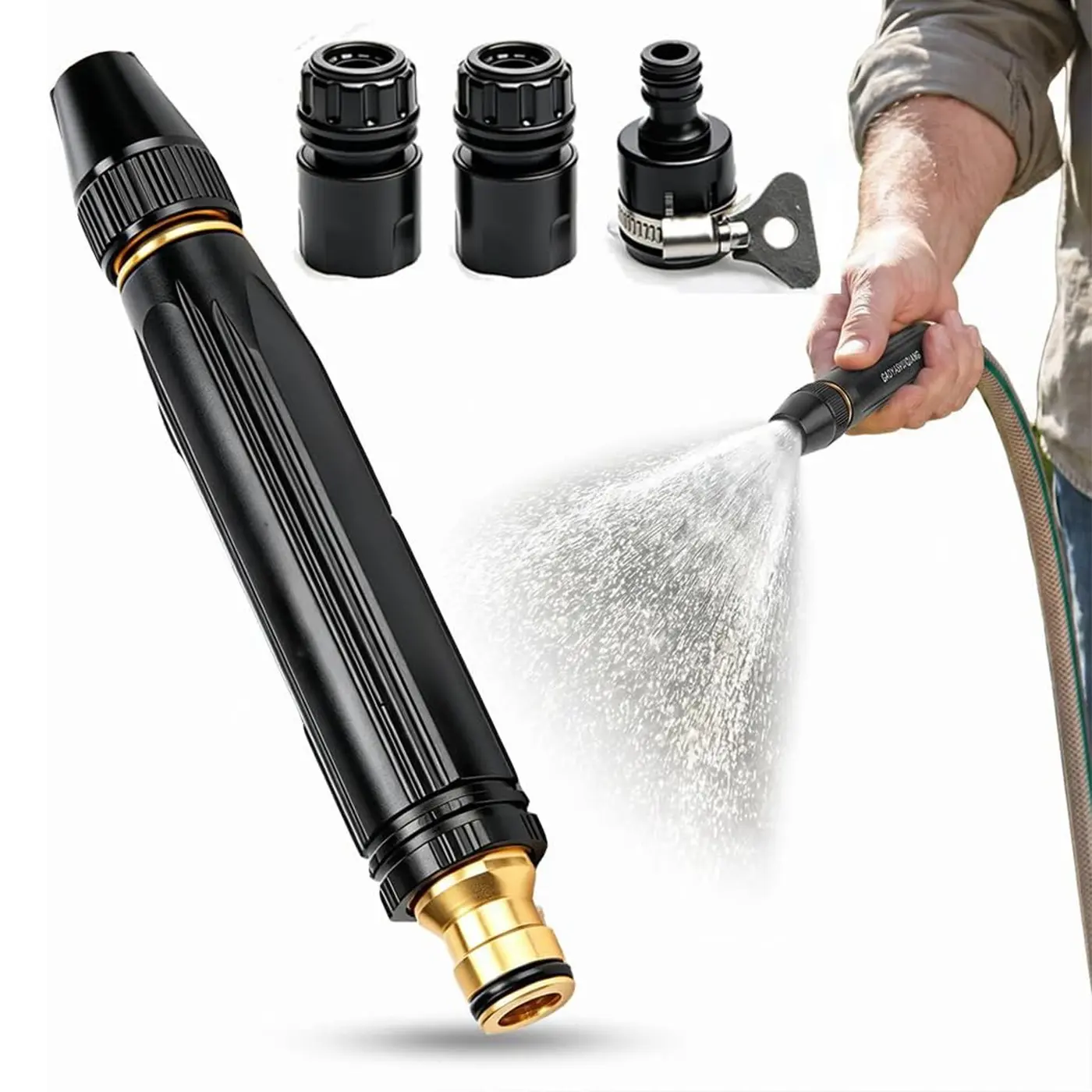 High Pressure Power Washer Nozzle with Connector Set,Direct spray gun,Power Jet Water with Three Spray Modes, Multi Function Watering Sprayer for Cleaning Yard Pets Car, Car Wash Equipment, Car Washing Tool