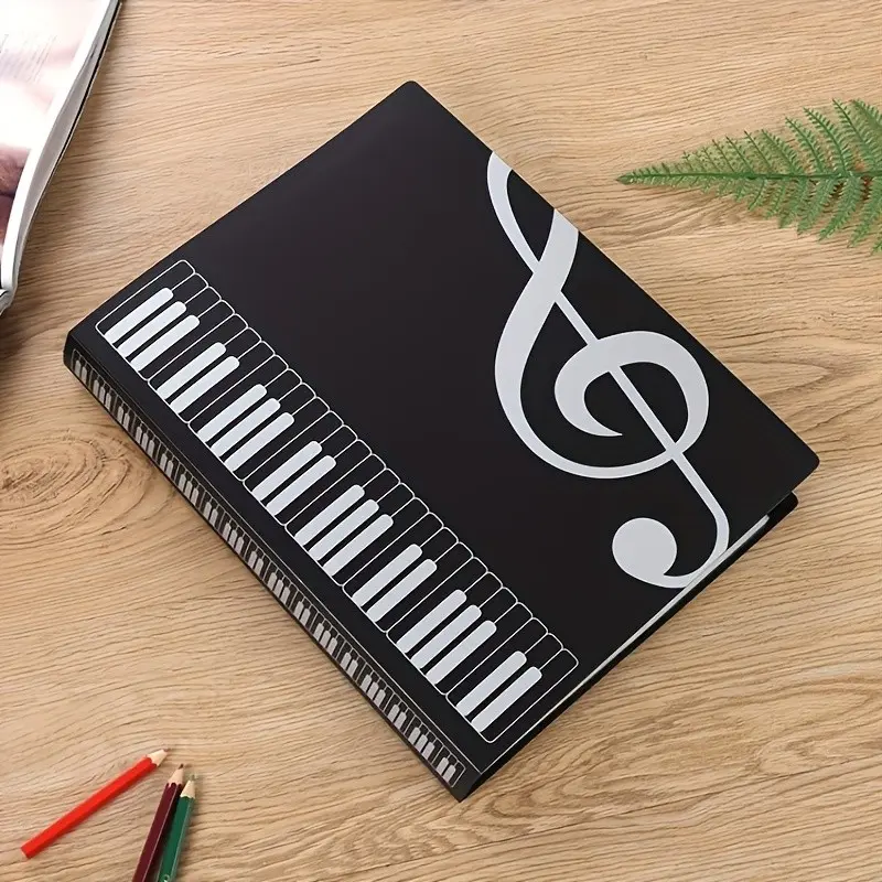 A4 Music Sheet Holder with 40 Pockets, Holds 80 Pages, Guitar Piano Sheet Music Organizer, Student Friendly, Insert Folder