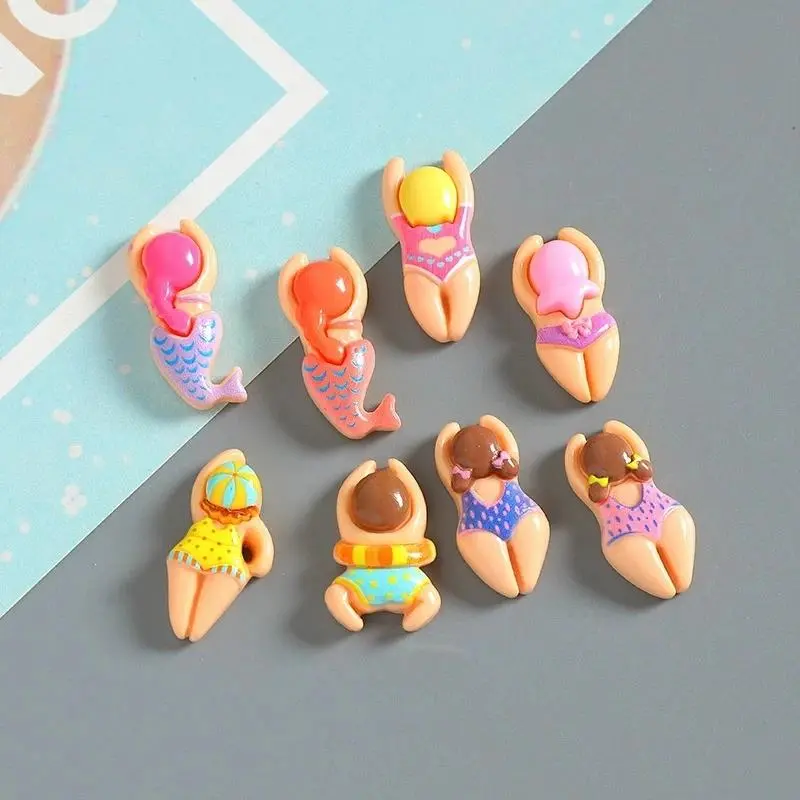 16Pcs Cute Resin Animal Swimmer Charms, Flatback Jelly Cartoon Findings for DIY Crafts, Jewelry Making, Keychain Stress Relief Toy Accessories, High Quality