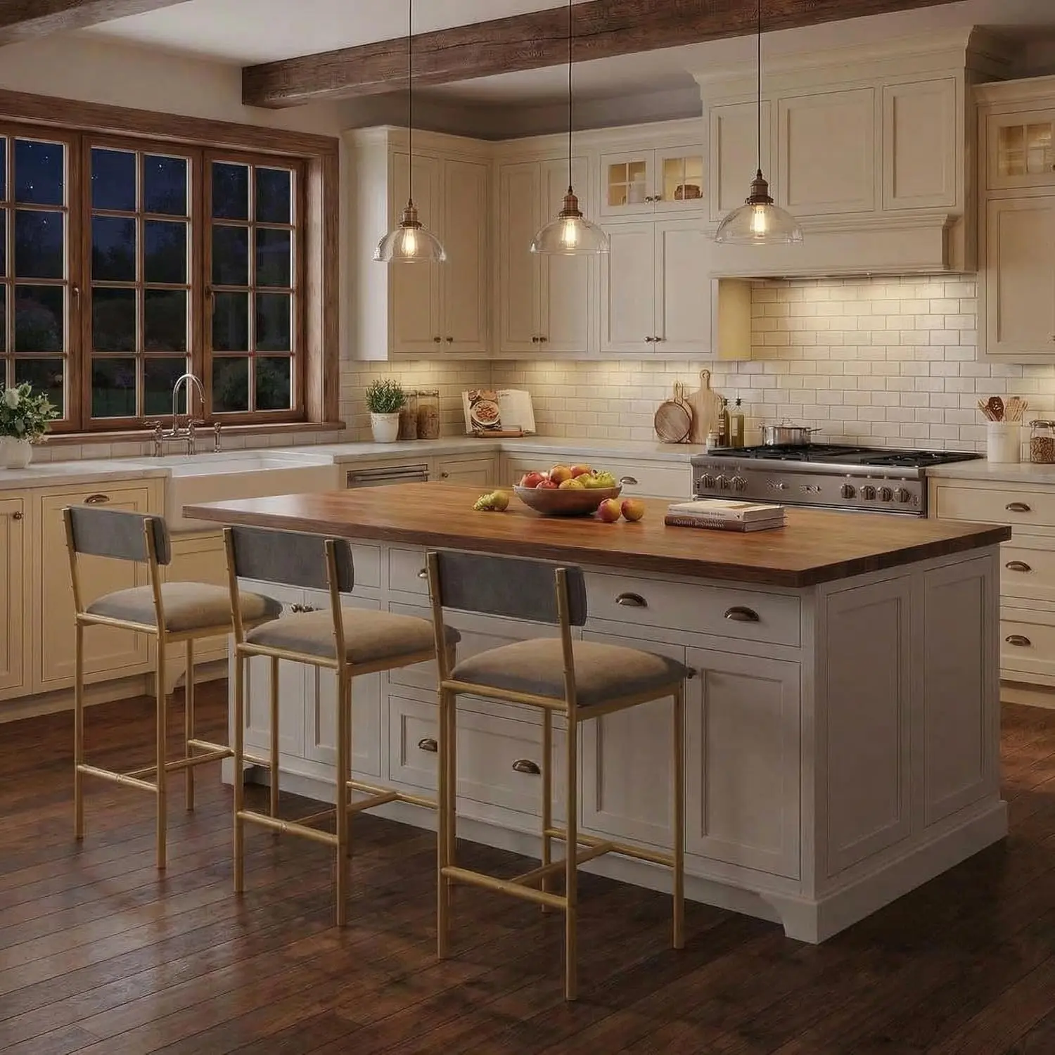 ✨ 6-Piece Gold & Gray Bar Stools – 25.5" Counter Height with Backrest & Footrest, Sturdy Metal Frame for Kitchen Island & Home Bar!