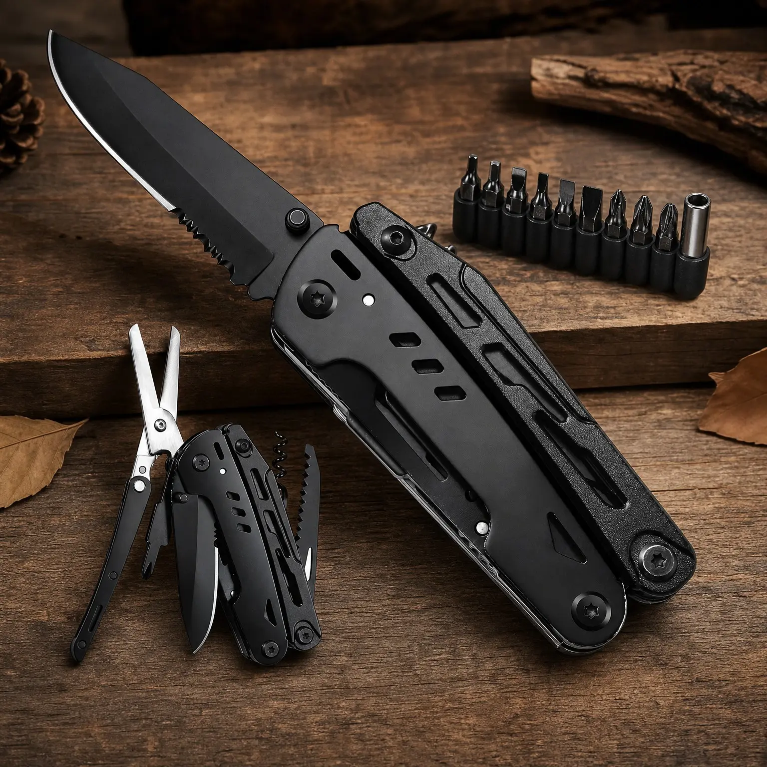 18-in-1 Multitool Pocket Knife with Pliers, Saw, Corkscrew & Detachable Scissors, Safety Lock, 9 Screwdriver Bits, Camping Gear, Gifts for Men