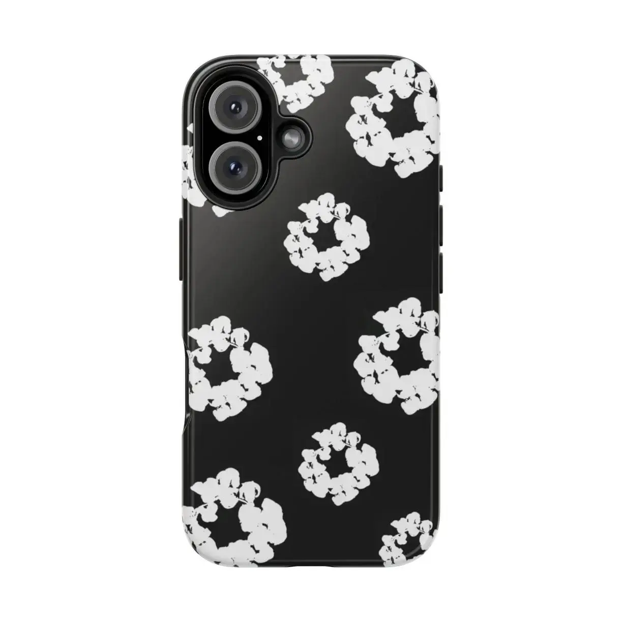 Black Flower Luxury D-Denims T-Tears Smartphone Case for iPhone 17 Pro Max Plus Air/16/15/14/13/12/11 - Handheld Cellphone Protection for Devices, Comfortable Stretch, Moves with You, Cozy Fit, Casing