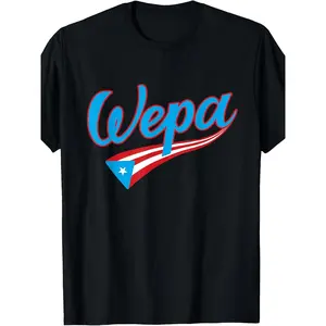 Wepa Puerto Rico Flag Hand Lettering T Shirt Boricua Puerto Rican Pride Graphic Tee Latin Caribbean Streetwear Festival Unisex Cotton Crew Neck Ships from USA