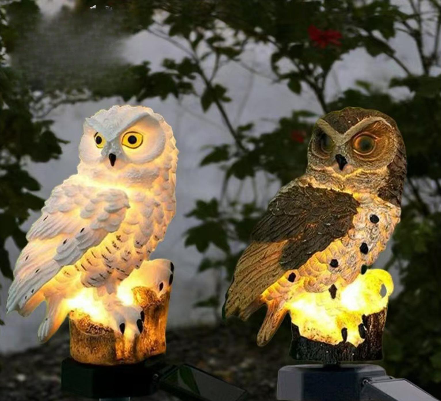 2026 New Solar Powered Owl Garden Lights, Realistic Resin Owl LED Pathway Lights, Outdoor Lawn Decor