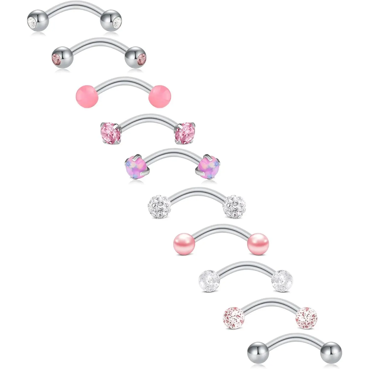 piercing kit 10PCS Eyebrow Rook Piercing Jewelry 16G Earrings Vertical Labret Lip Jewelry Curved Barbell Eyebrow Rings Tiny Small Belly Rings Ear Rook Helix Conch Daith Piercing Jewelry