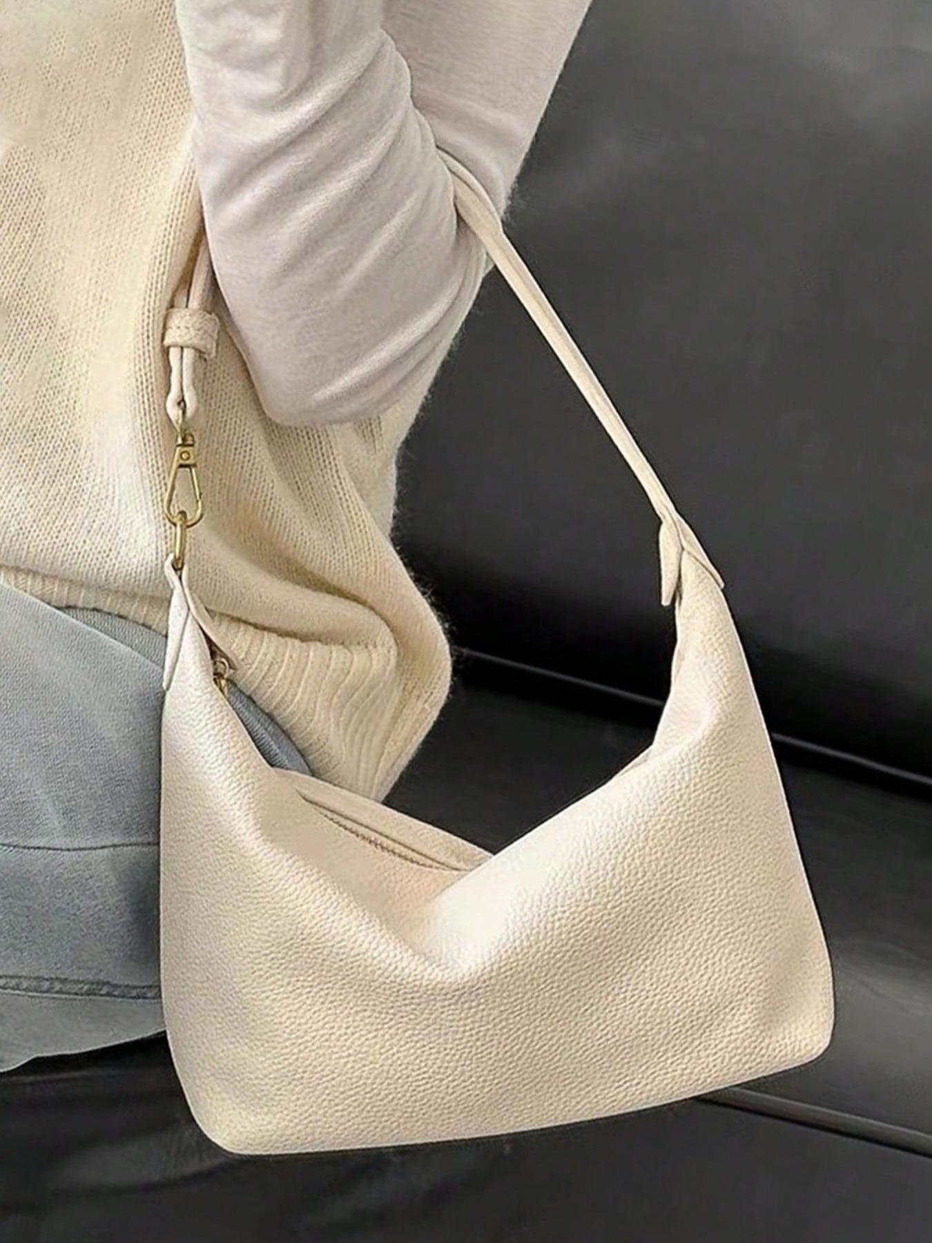 Women's Solid Color Shoulder Bag, Fashionable Large Capacity Crossbody Bag for Daily Used, Casual Trendy Versatile High-quality Daily Commuting Bag, Elegant Commuter Bag