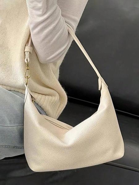 Women's Solid Color Shoulder Bag, Fashionable Large Capacity Crossbody Bag for Daily Used, Casual Trendy Versatile High-quality Daily Commuting Bag, Elegant Commuter Bag