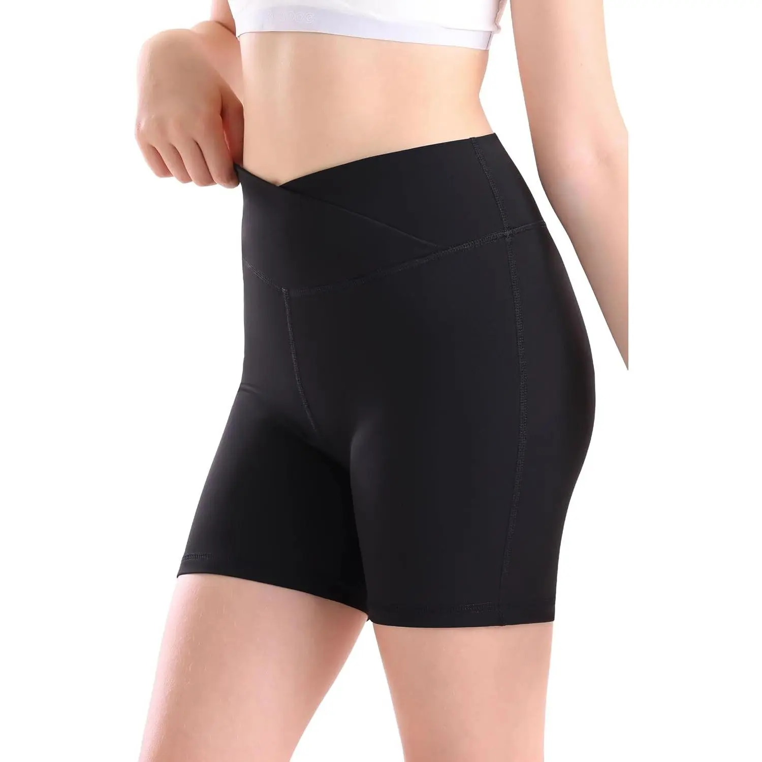 Girls V Cross Waist High Waisted Butter Soft Biker Shorts - Spandex Compression Athletic Shorts for Yoga, Running, Volleyball, Dance, Gymnastics, Gym, Cheer, Workout & Under DressGift