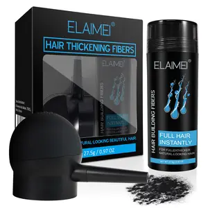 ELAIMEI Hair Fiber Set: 1 bottle of hair fiber powder + 1 spray nozzle. Available in black and brown. Spray evenly to temporarily cover a receding hairline and create the appearance of thicker hair.