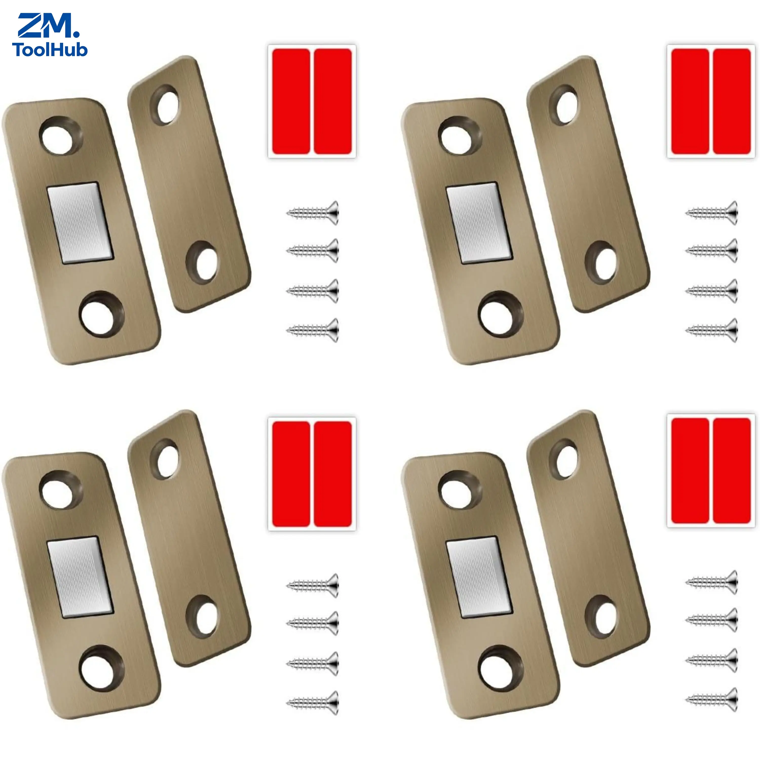 4Pack Bronze Finish Hardware Accessories, Magnetic Cabinet Door Latch Locks, Cabinet Closure Magnets for Closet & Cabinet Door