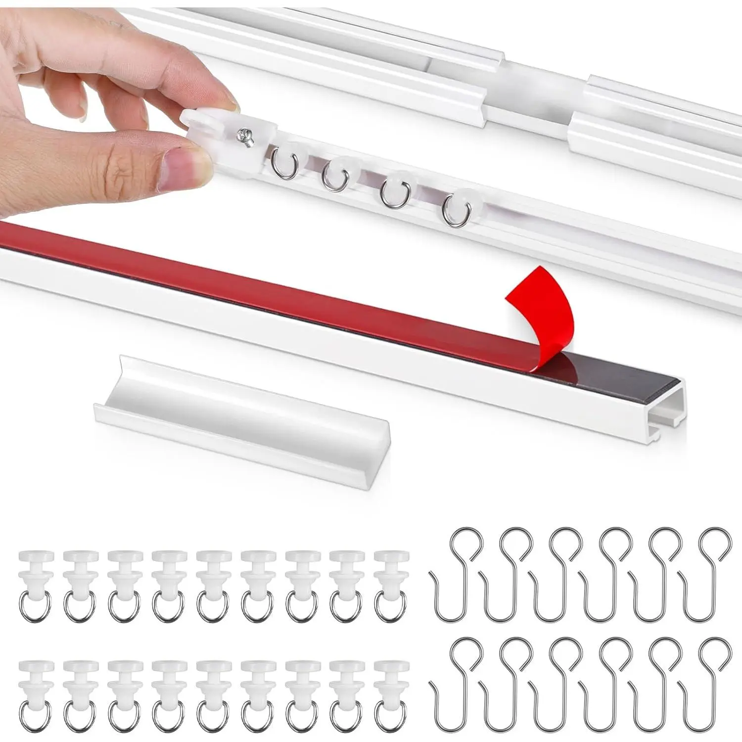 Self Ceiling Track Ceiling or Wall(128IN/10.7 FT), Track for Curtains, Rod No No Damage for Room Divider Windows Cabinet Closet Shower Curtains