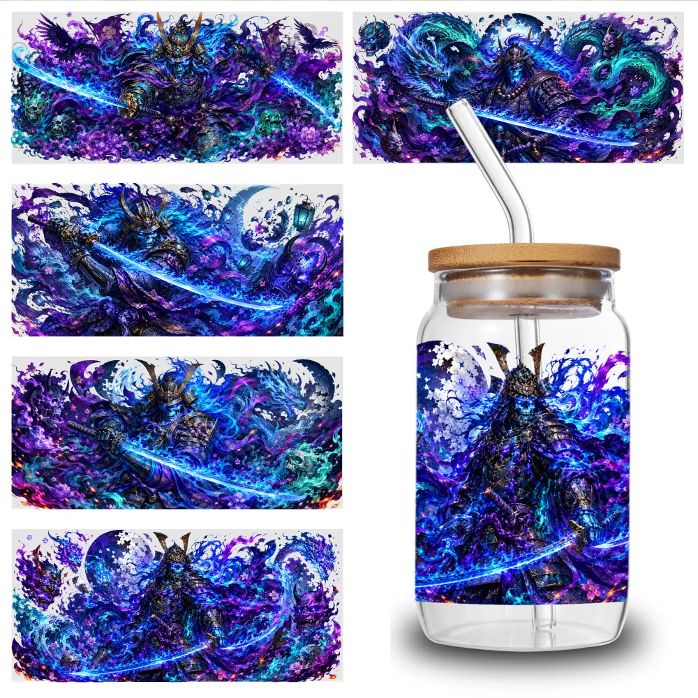 5 Sheets Dragon Theme UV DTF Transfer Stickers - Waterproof Self-Adhesive Paper for 16oz Glass Mugs, Water Bottles, Cup Packaging, Practical Wraps, High-Quality Crystal Labels