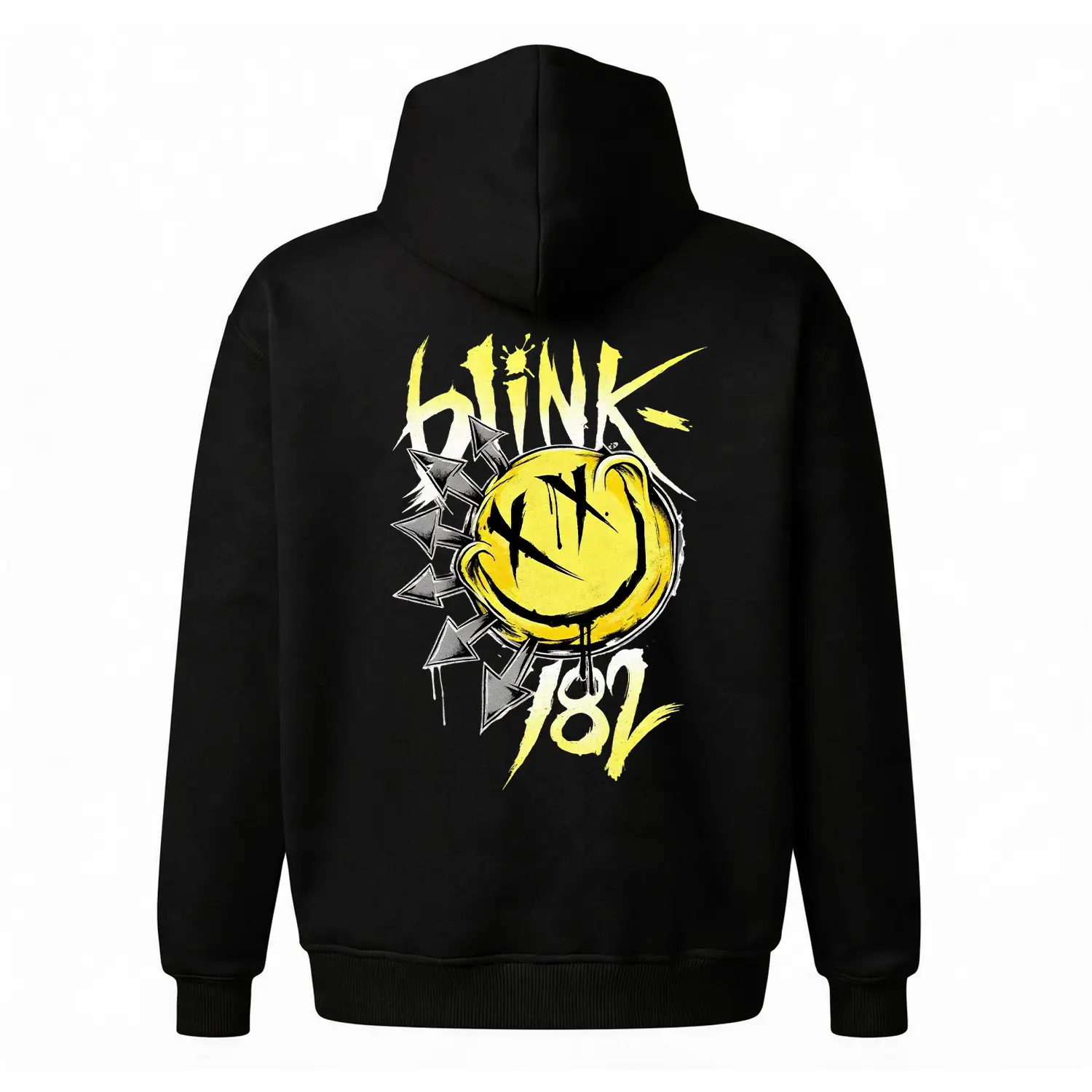 Y2K Grunge Hoodie Graphic Streetwear - Unisex Oversized Baggy Fleece Sweatshirt, Retro Yellow Smiley Life Hoodie Cozy Comfy Outfit Casual Loungewear, Cheap Popular Everyday Versatile Gift for Him Her Birthday