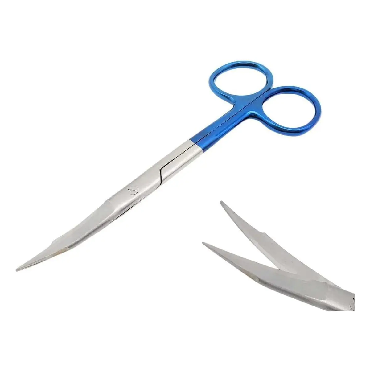 5-Inch Curved Tungsten Carbide Blue Plasma Scissors, Precision Blades Surgical Dental Snips for Skin Tag Removal