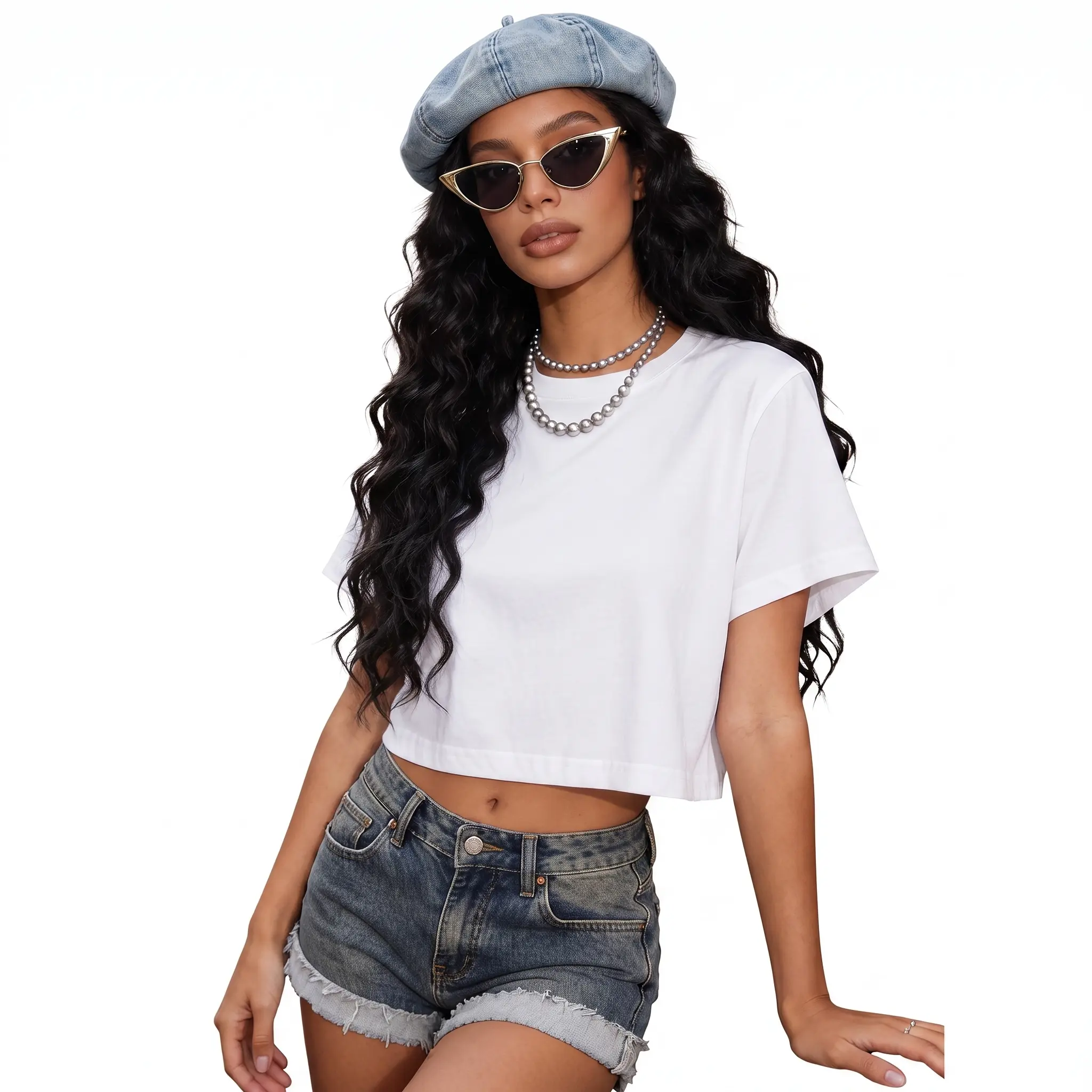 Solid Plain White Crew Neck Basic Crop Top Short Sleeve T-Shirt, Soft Comfortable Casual Y2K Aesthetic Summer Vacation Concert Hangout Daily Going Out Ladies Tee