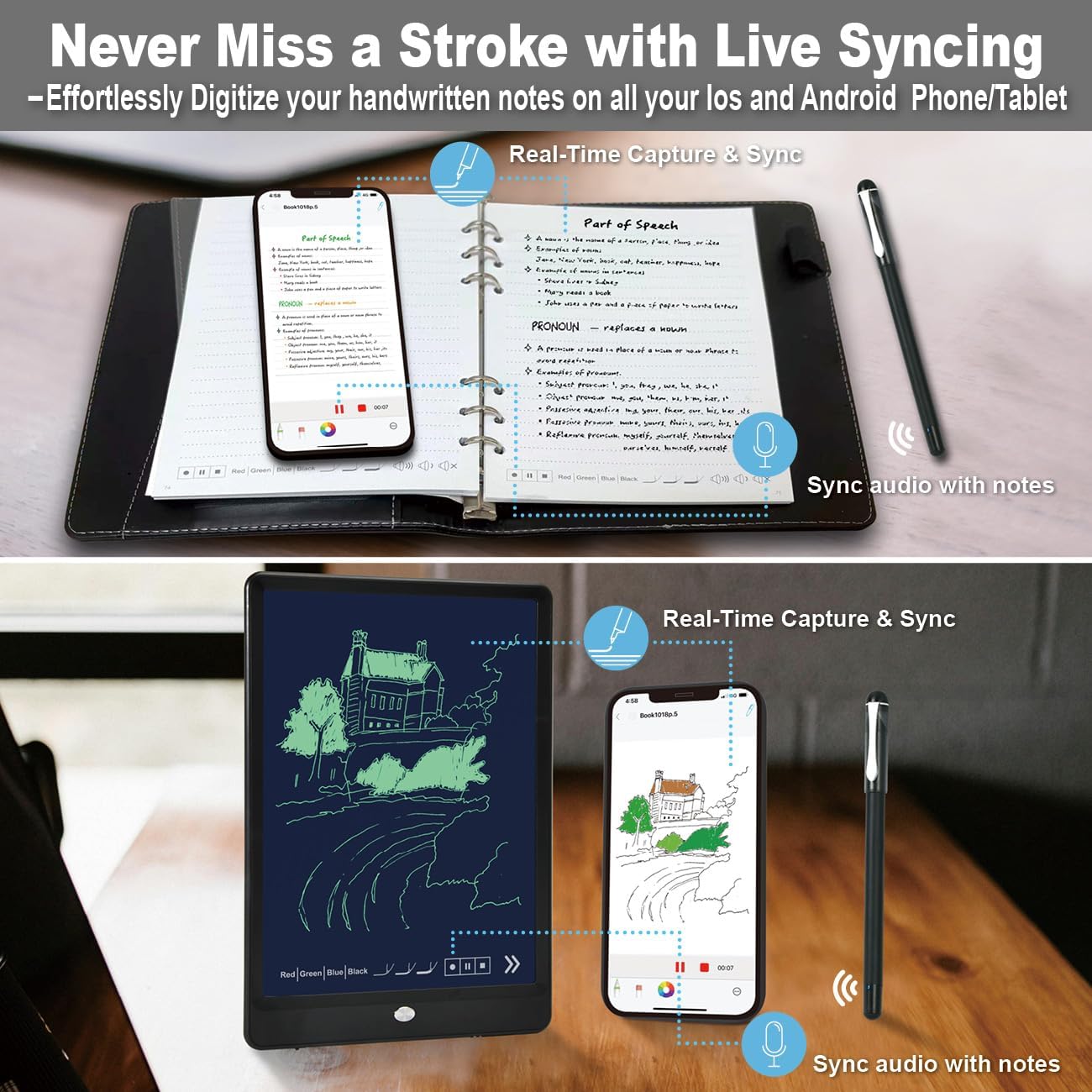 Pen for Note Taking Set Real-Time Paper-to-Digital, Digital Notebook ...