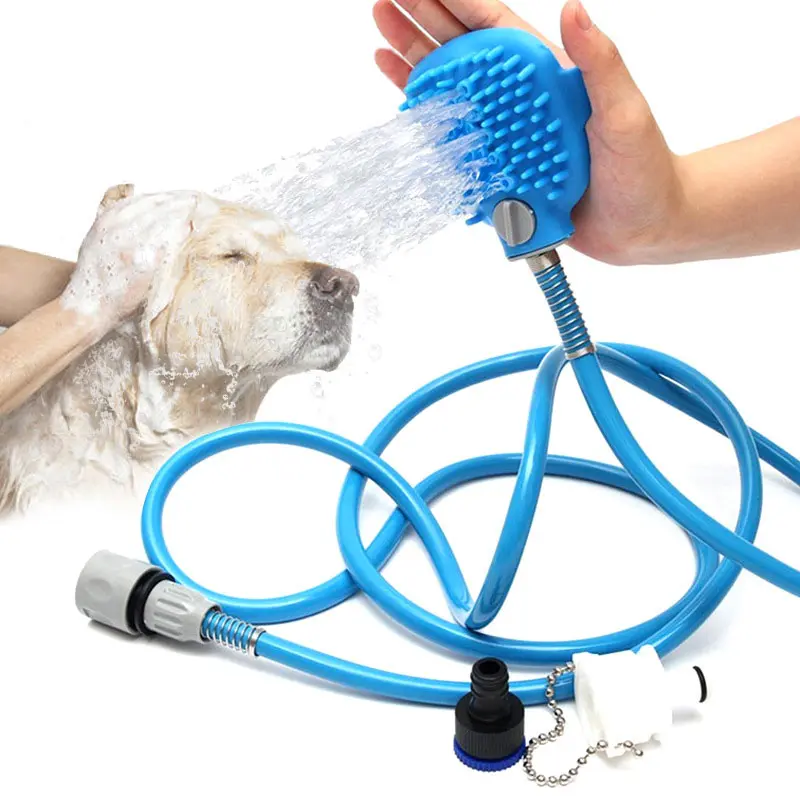 Pet Dog Bath Head Puppy Grooming Washing Sprayer Extra Long Tube Massage Shower Tool Large Dog Cleaning Brush Pet Supplies