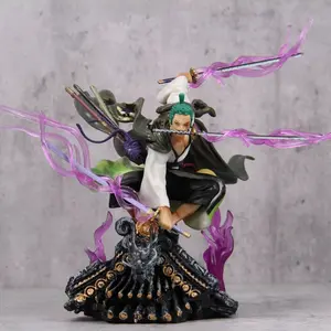 Anime Figurine Small Size Roof Luffy Kimono Three Sword Style Handmade Model Decorative Piece, Collectible Anime Merchandise
