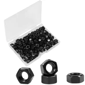 100 count M6-1.0 Hex Nut, Carbon Steel Grade 8.8, Black Oxide, M6x1.0mm Hex Drive, Metric Hexagon Hex Nut Black, Small Nuts Fasteners, Right Hand, M6  Nut