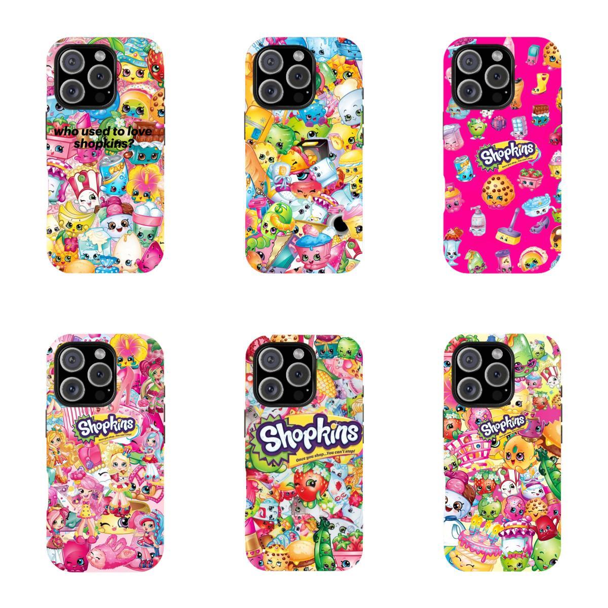 Shopkins cartoon print phone case, suitable for iPhone 11-17 Pro Max/Plus and Samsung Galaxy S23-25.