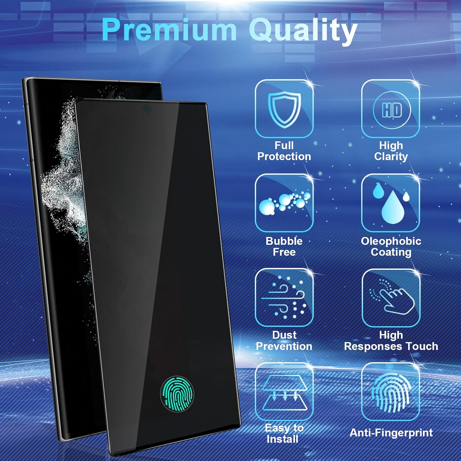 2+2 Pack Privacy Screen Protector Compatible with Galaxy S22 Ultra 5G - 2 Tempered Glass Film + 2 Camera Lens Protectos, High Clarity Bubble Free, Anti-Spy Protection 2+2 Pack Privacy Screen Protector Compatible with Galaxy S22 Ultra 5G - 2 Tempered Glass Film + 2 Camera Lens Protectos, High Clarity Bubble Free, Anti-Spy Protection