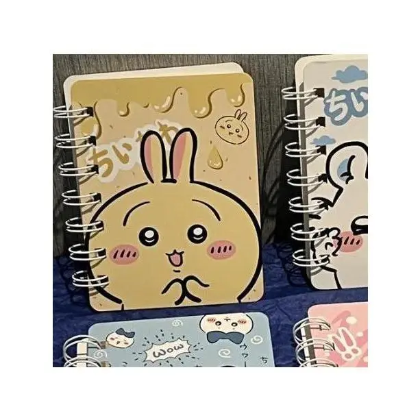 Chiikawa Kawaii Cartoon Spiral Notebook with Stickers, Paperboard Diary-Planner, Cute Student Stationery Gift for Kids/Girls
