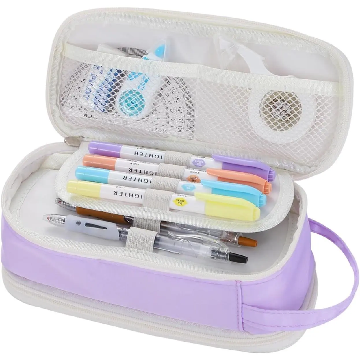 Large Pencil Bag for Girls School Organizer Pencil Case Big Purple | Teens Kids Zipper Pencil Pouch Aesthetic Pencil Box for School Supplies, Wear-resistant Fabric, Thick Multi-layer Fabric