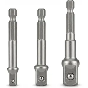 3 count  Socket Adapter Set, Heavy Duty Drill Socket Adapter Set,  Driver Socket Adapter, 3/8 to 1/2, 1/4 to 3/8, 1/4 to 1/2 Socket Adapter, 1/4-Inch Hex Shank