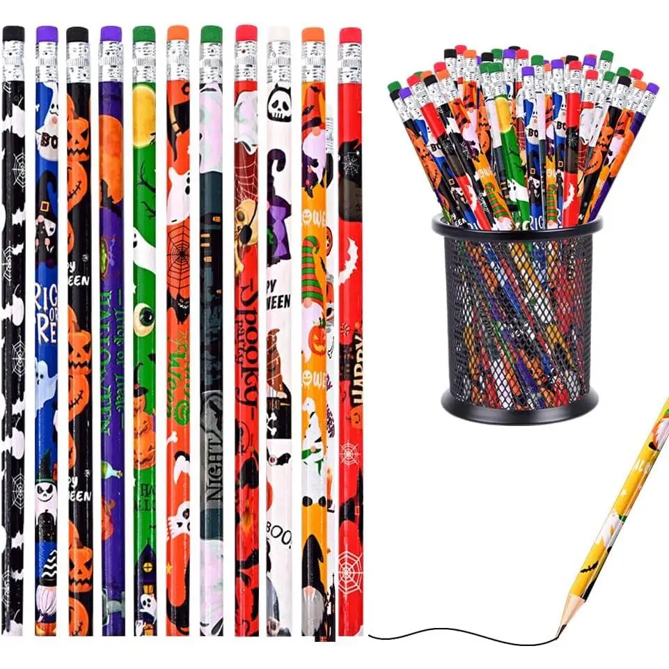 60 count Halloween Pencil,  Halloween  Pumpkin Skeleton Bat Spider Wooden Pencils for Office