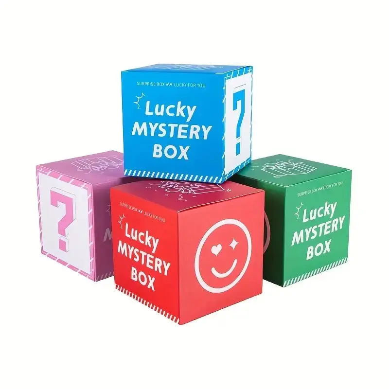4pcs Lucky Mystery Gift Boxes, Ideal for Surprise Events, DIY Creative Solutions, Elegant Paper Material, Lightweight, Perfect for Holidays