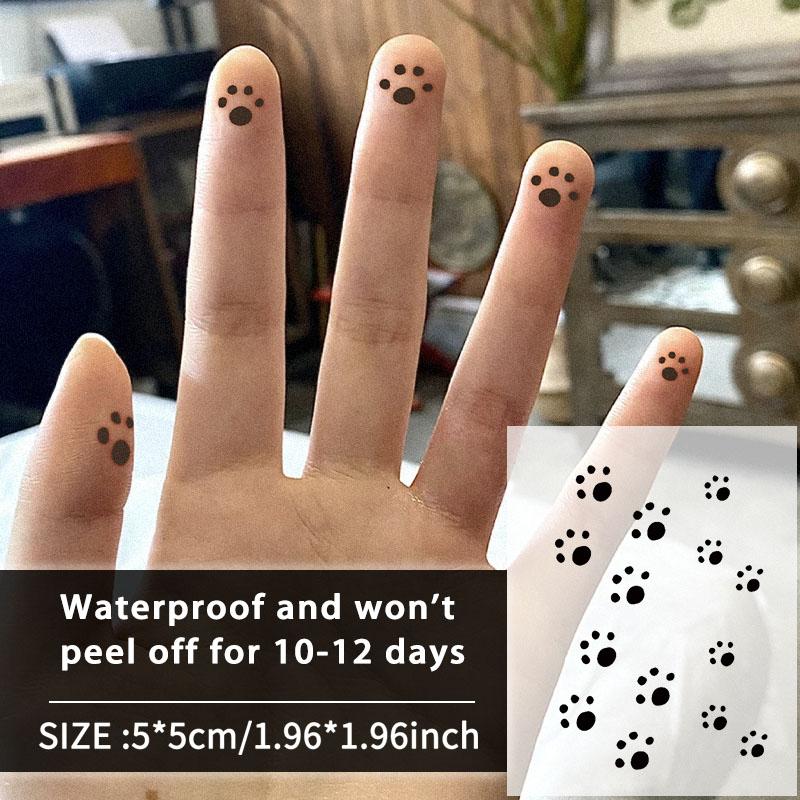 Cute Waterproof Cat Paw Dog Paw Temporary Tattoo Sticker, Lasting Herbal Design for 1 to 2 Weeks, Non-Reflective Fake Tattoos for Men & Women, Ideal for Fingers & Neck