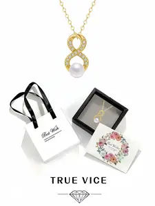 Infinity Symbol 18K gold plated infinity symbol pearl clavicle necklace, luxury high-end style. Comes with an exquisite drawer jewelry box, ideal gift for women’s birthdays, festivals and anniversaries.