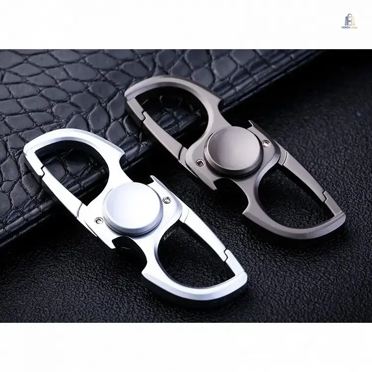 Silver Multifunctional Spinner Keychain Bottle Opener - Rotatable Stress Relief Fidget Toy, Metal Clip, Portable Daily Fashion Accessory, Unique Small Holiday Party Gift for Car Keys
