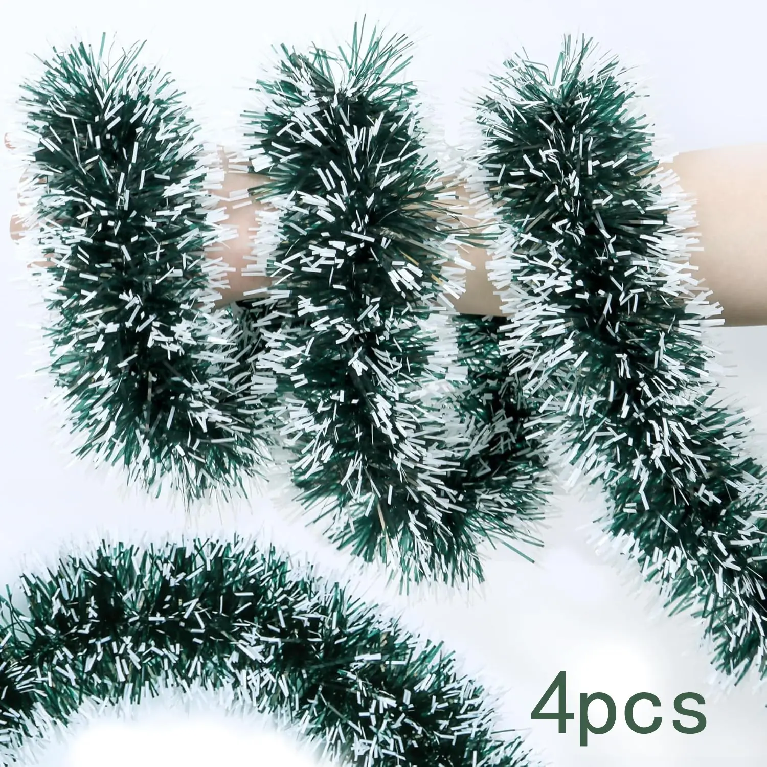 4pcs Christmas Decoration Ribbon, Edge Snowflake Pull String, Holiday Ornament for Home Fireplace Staircase Indoor Outdoor Party Decor