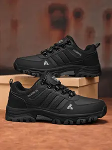 Men's Outdoor Casual Shoes, Retro Color Block Hiking Work Boots, Breathable Trail Running Shoes, Sizes 39-46, Ideal for Climbing and Commuting