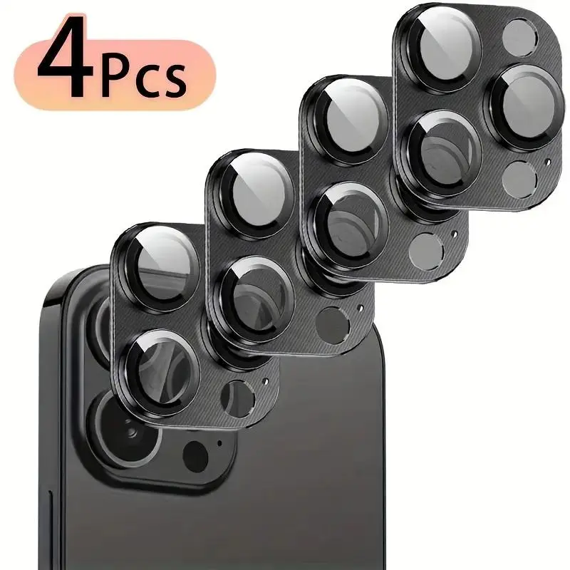 4-Pack Aluminum Alloy Camera Lens Shield for iPhone 17/17Air/17Pro/17Pro Max, 9H Tempered Glass Covers with Metal Armor Frame, HD Scratch-Resistant Mobile Protection & Stylish Case