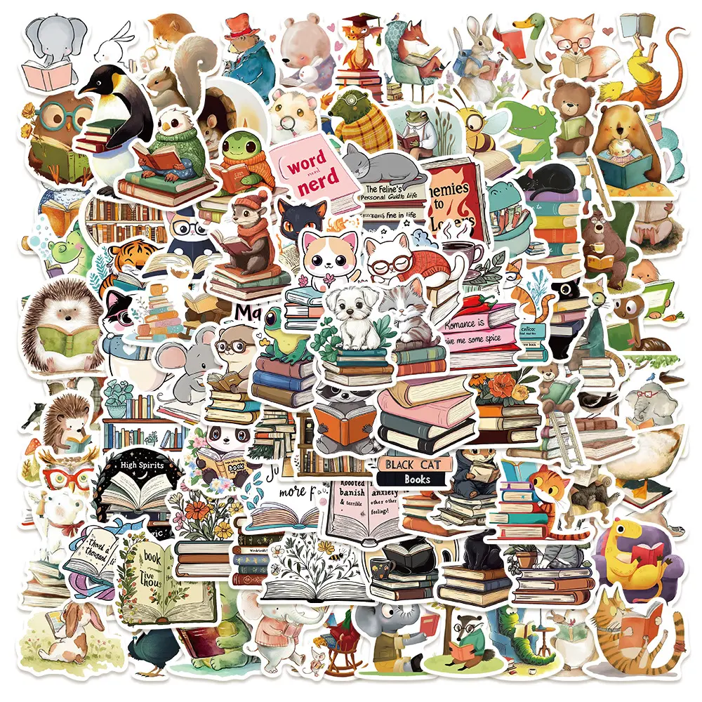 100pcs Minimalist Animal Reading Stickers - Faith-Based Designs with Positive Messages; Suitable for Scrapbooks, Journals, Laptops, Water Bottles, Cars, and More - Perfect for Gifts