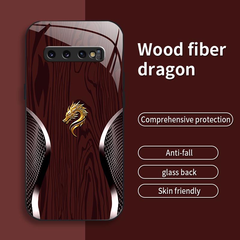 Suitable for [Galaxy S10 Plus] Personality, simple, luxurious, split dragon pattern, creative, business, high-end, drop-proof glass mobile phone case, affordable, drop-proof, anti-fingerprint-888