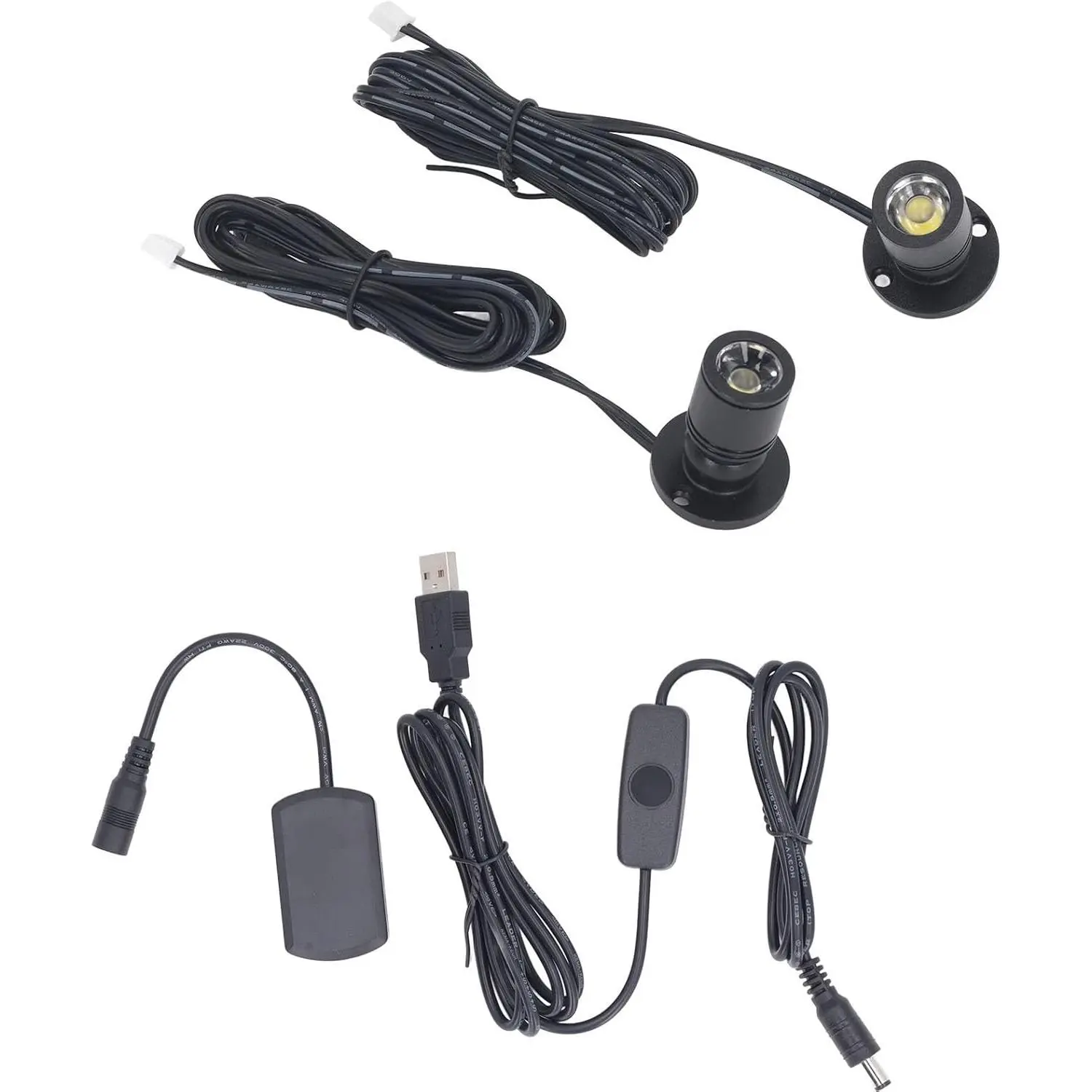 5V Dimmable LED Mini Spot Light with 6.6ft , /Indoor Picture/Art/Model Display Lights, USB  Spotlight for  Cabinets, Entryways, Tables Shelves (Warm White 3000K, 2 Pack)