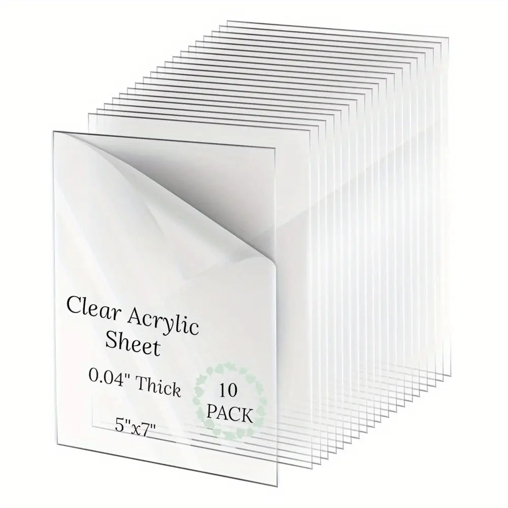 5x7 Transparent Acrylic Board Pack of 10, 0.063 Inch Thick, Ideal for Frame Replacement, Display, DIY Projects, Wedding Invitations