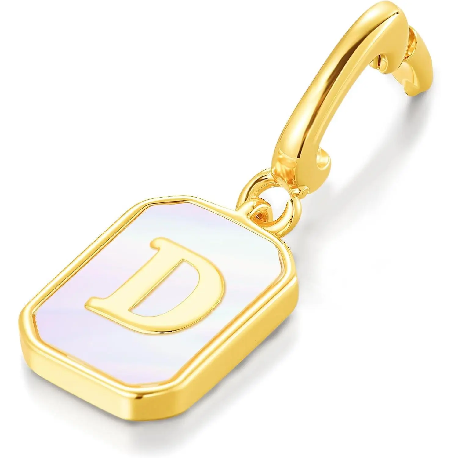 Initial Letter Charms with Clasp, Modern Rectangle Alloy Metal Alphabet Pendants for Women's Daily Wear DIY Necklace and Bracelet, Easy Install