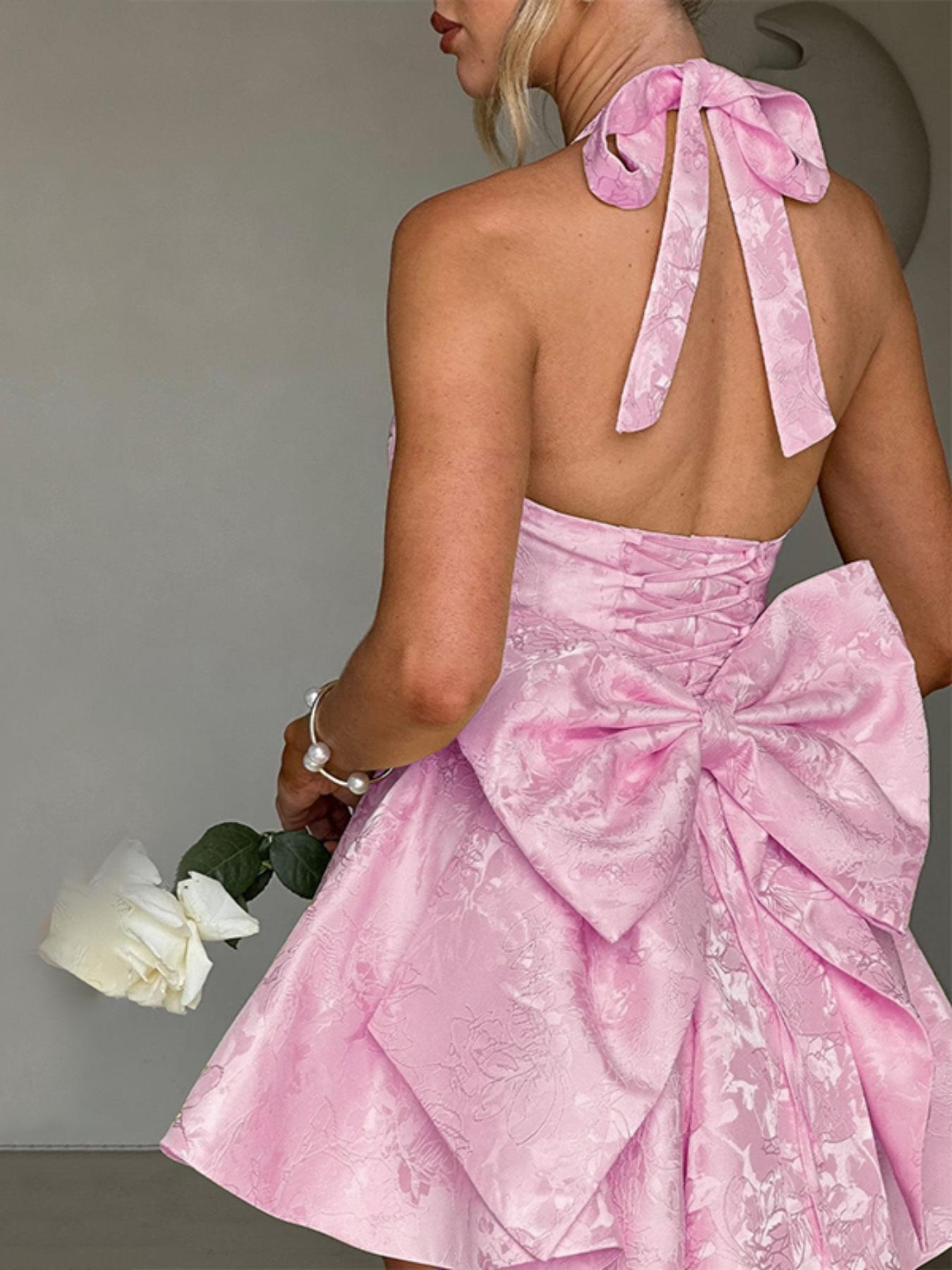 Women's   Bow Decor Tank  Dress, Elegant Fashion Casual  Short Dress for Daily Outdoor Wear, Women Dress for Summer